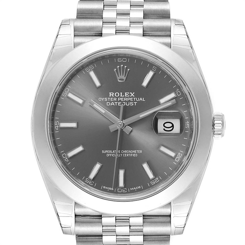 Rolex Datejust 41 Grey Dial Jubilee Bracelet Mens Watch 126300 Unworn SwissWatchExpo