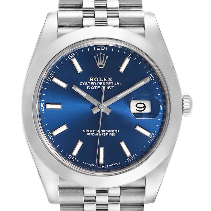 Rolex Datejust 41 Blue Dial Jubilee Bracelet Steel Mens Watch 126300 SwissWatchExpo