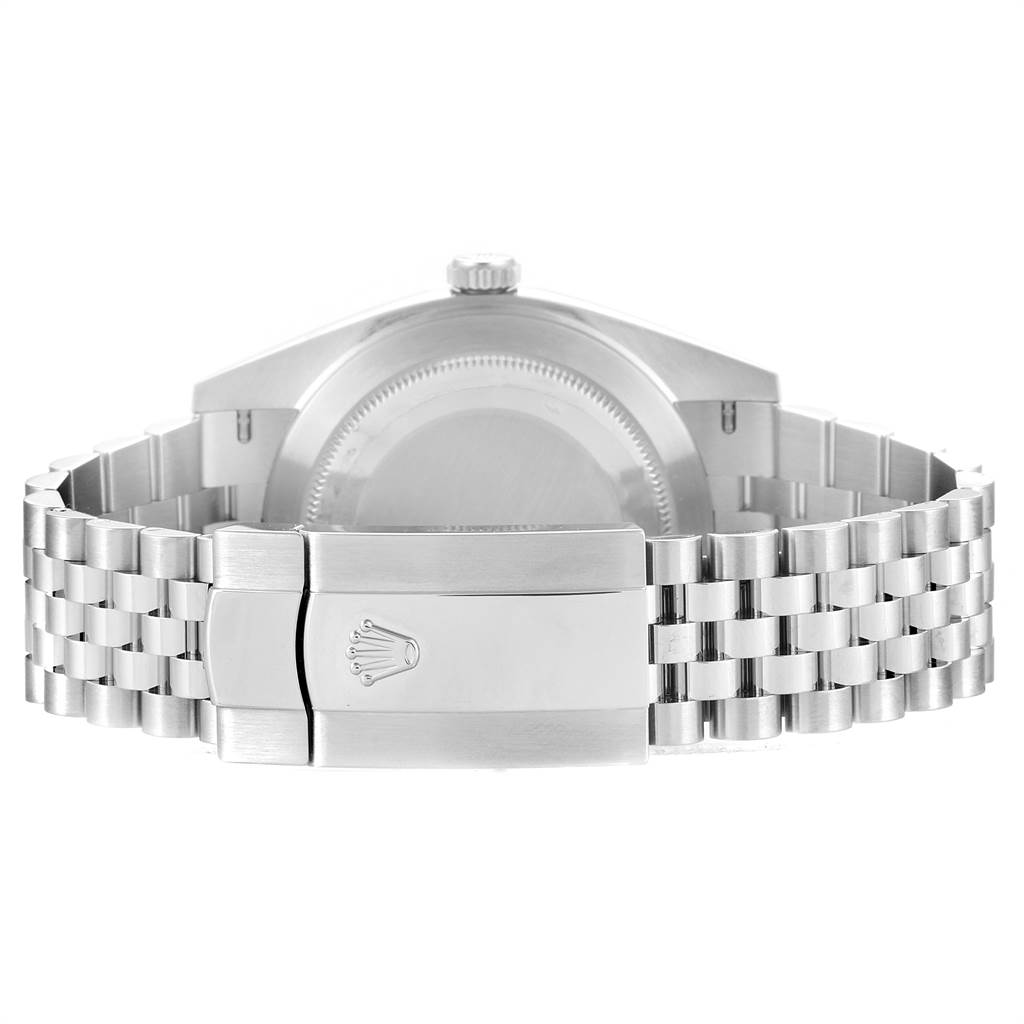 This image shows the back view of the Rolex Datejust 41 126300 Men's Stainless Steel Blue Dial 126300 Men's Stainless Steel Blue Dial, focusing on the clasp and bracelet.