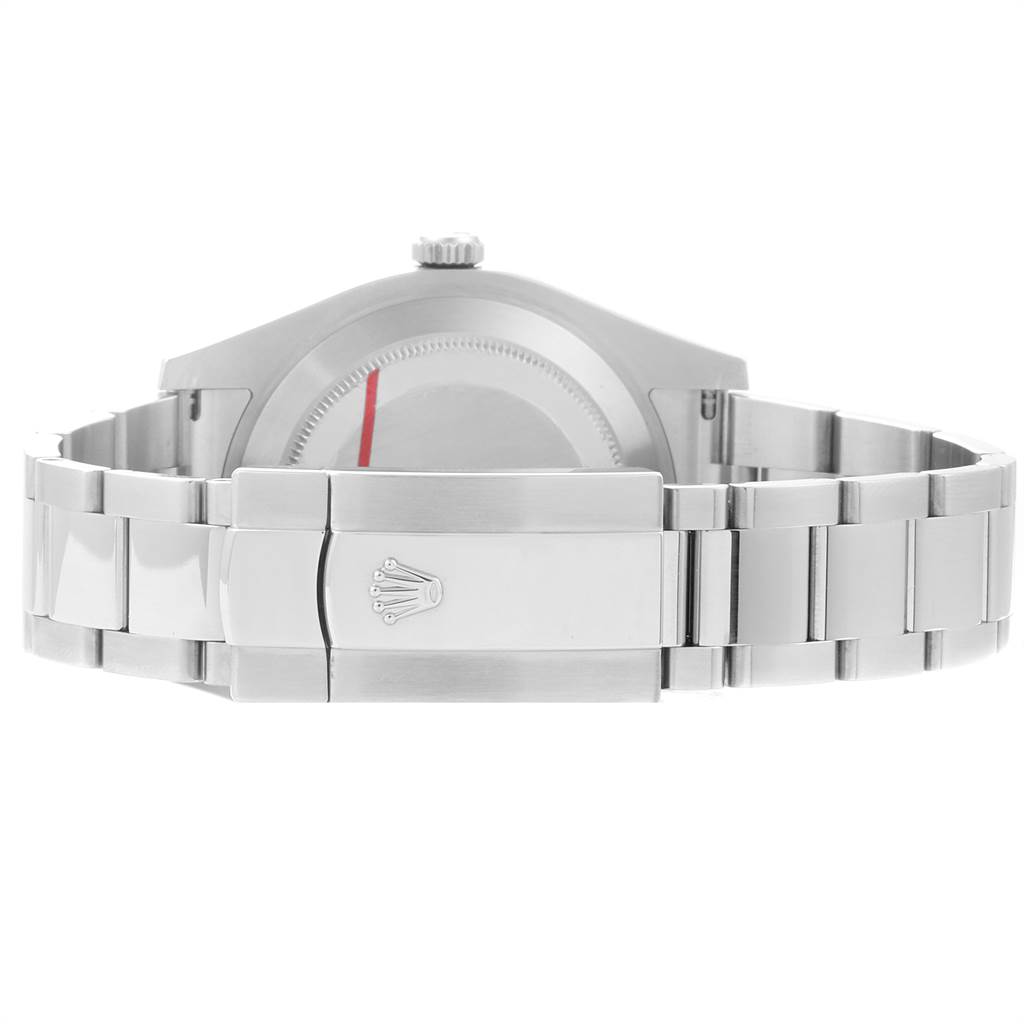 The image shows the rear case and clasp of the Rolex Datejust 41 116334 Men's Stainless Steel Silver Dial 116334 Men's Stainless Steel Silver Dial watch from a rear angle.