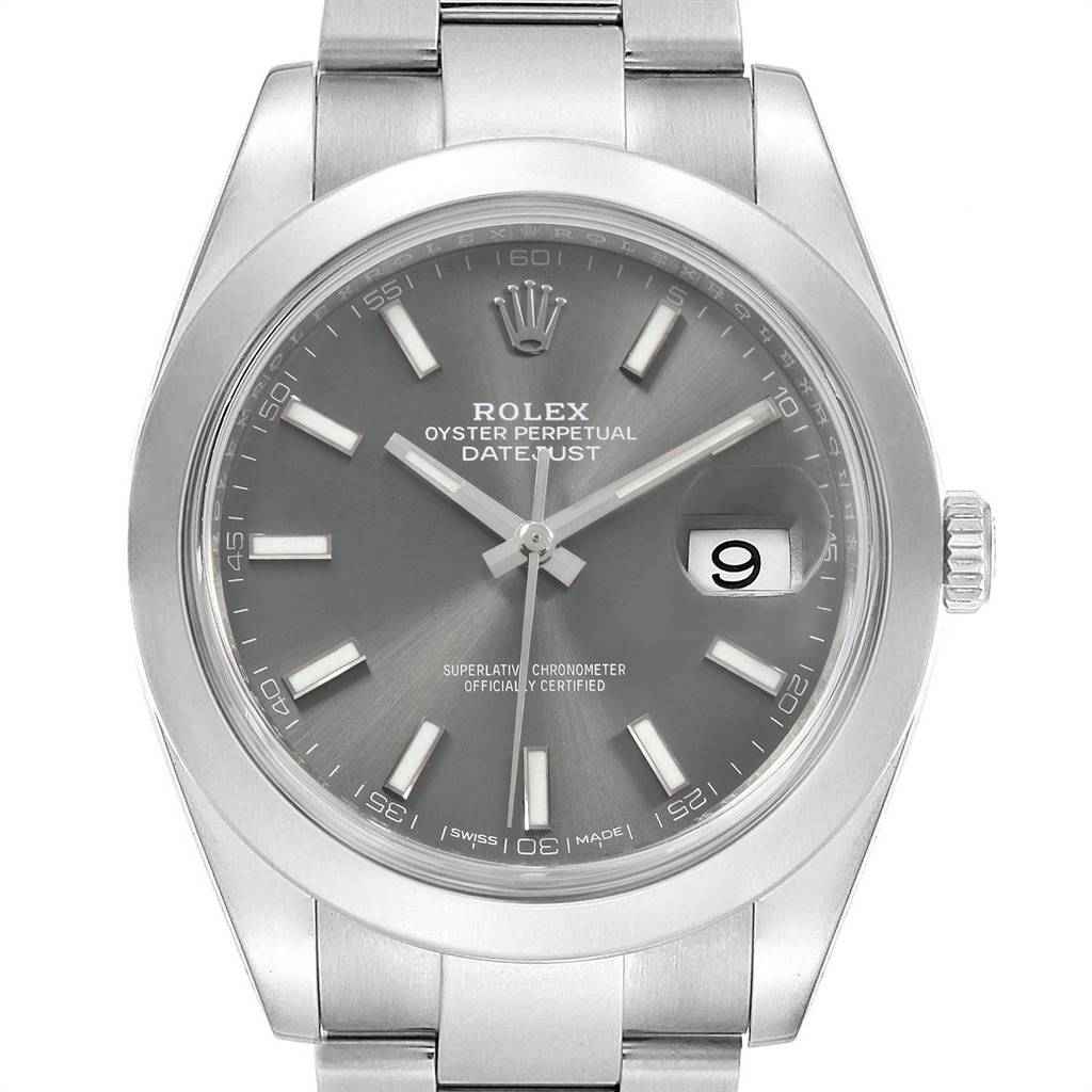 rolex datejust grey dial green numbers