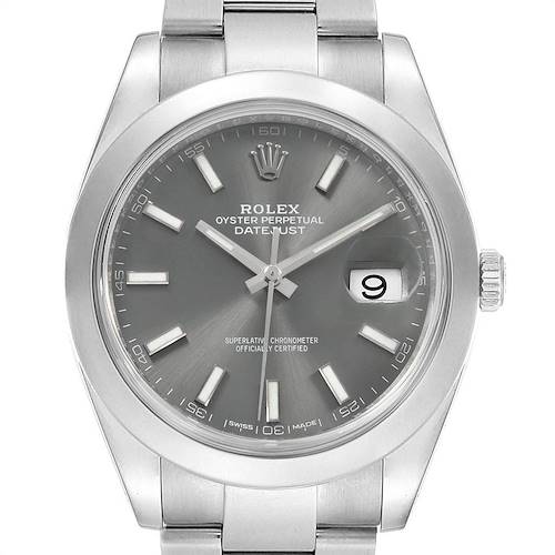 Photo of Rolex Datejust 41 Grey Dial Steel Mens Watch 126300 Box Card