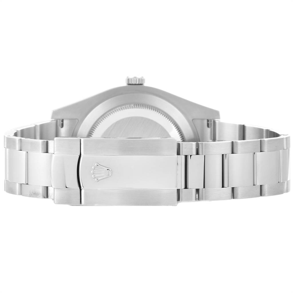 This image shows the back view of the Rolex Datejust 41 116334 Men's Stainless Steel Blue Dial 116334 Men's Stainless Steel Blue Dial, focusing on the clasp and bracelet.