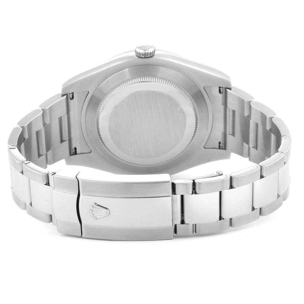 This image shows the back view of the Rolex Datejust 41 116300 Men
s Stainless Steel Blue Dial 116300 Men
s Stainless Steel Blue Dial watch, focusing on the case back and bracelet.