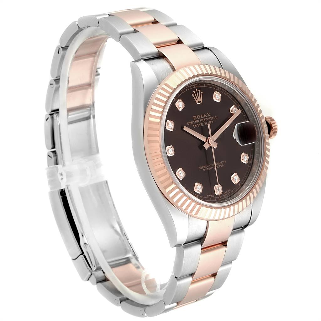 The Rolex Datejust 41 126331 Men's Steel and Gold (two tone) Brown Dial 126331 Men's Steel and Gold (two tone) Brown Dial is shown at a three-quarter angle, highlighting the dial, bezel, and bracelet.