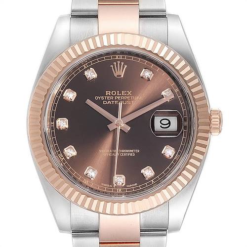 Photo of Rolex Datejust 41 Steel Everose Gold Chocolate Diamond Dial Watch 126331
