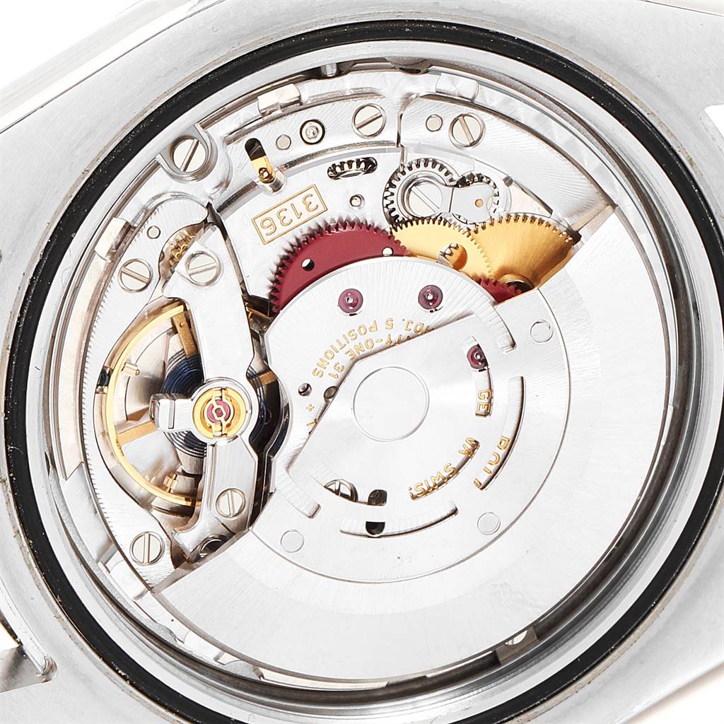 This image shows the movement mechanism of the Rolex Datejust 41 116334 Men's Stainless Steel Black Dial 116334 Men's Stainless Steel Black Dial watch, captured from the back.