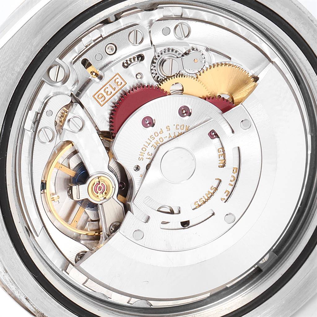 This image shows the movement mechanism of the Rolex Datejust 41 116334 Men's Stainless Steel Blue Dial 116334 Men's Stainless Steel Blue Dial watch, viewed from the back.