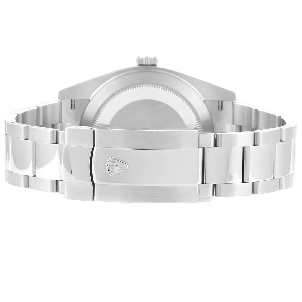 The image shows a rear view of the Rolex Datejust 41 126300 Men's Stainless Steel Black Dial 126300 Men's Stainless Steel Black Dial, highlighting the clasp and bracelet.