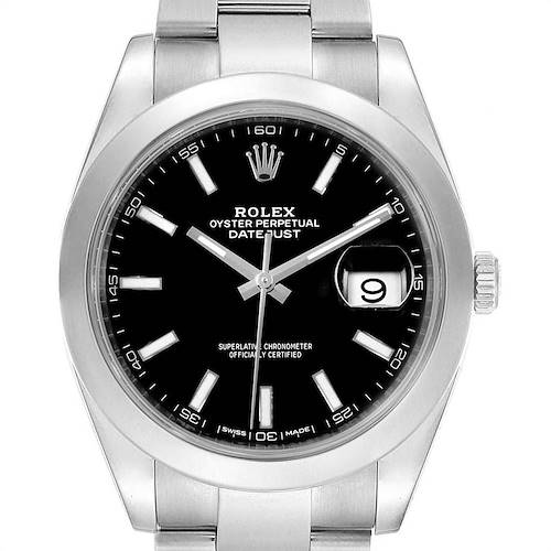 Photo of Rolex Datejust 41 Black Dial Steel Mens Watch 126300 Box Card