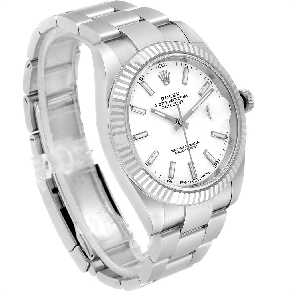 Rolex Datejust 41 Steel White Gold Fluted Bezel Mens Watch ...