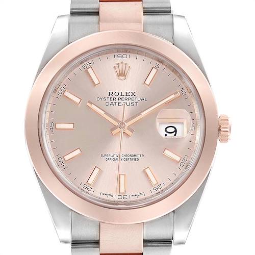 Photo of Rolex Datejust 41 Steel Rose Gold Rose Dial Mens Watch 126301 Box Card