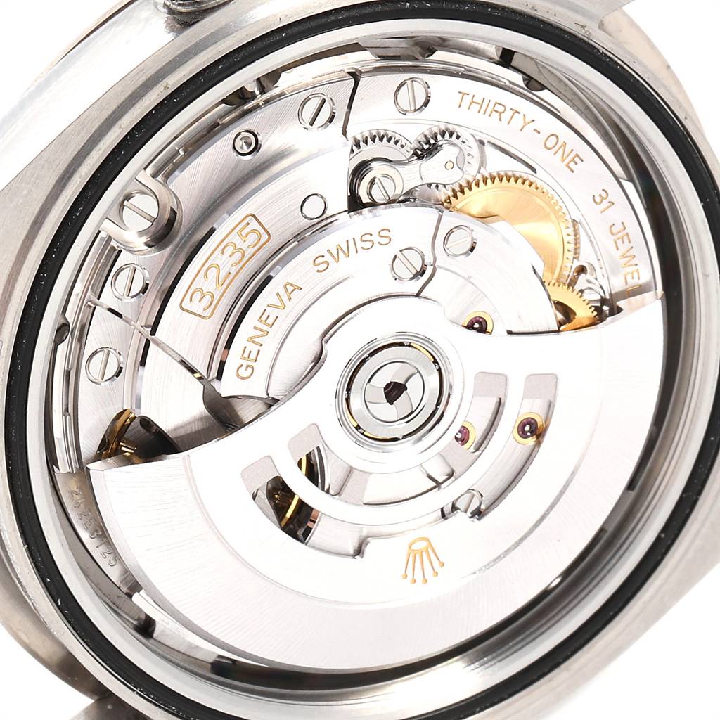 This image shows the inner mechanical components of a Rolex Datejust 41 126334 Men's Stainless Steel Grey Dial 126334 Men's Stainless Steel Grey Dial watch from the back.