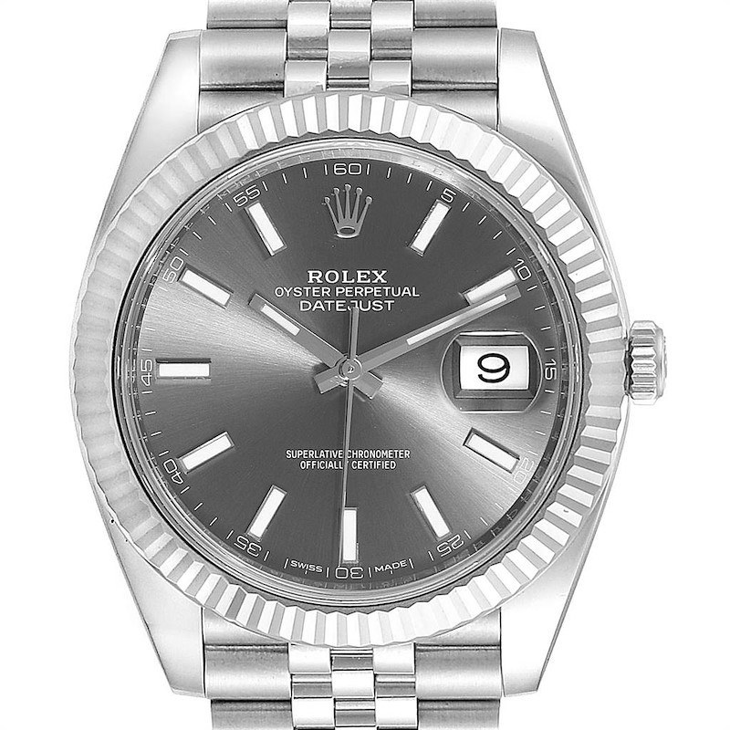 Rolex Datejust 41 Steel White Gold Rhodium Dial Watch 126334 Box Card SwissWatchExpo
