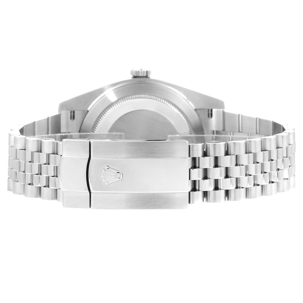 The image shows the back view and clasp of a Rolex Datejust 41 126334 Men's Stainless Steel Black Dial 126334 Men's Stainless Steel Black Dial watch.