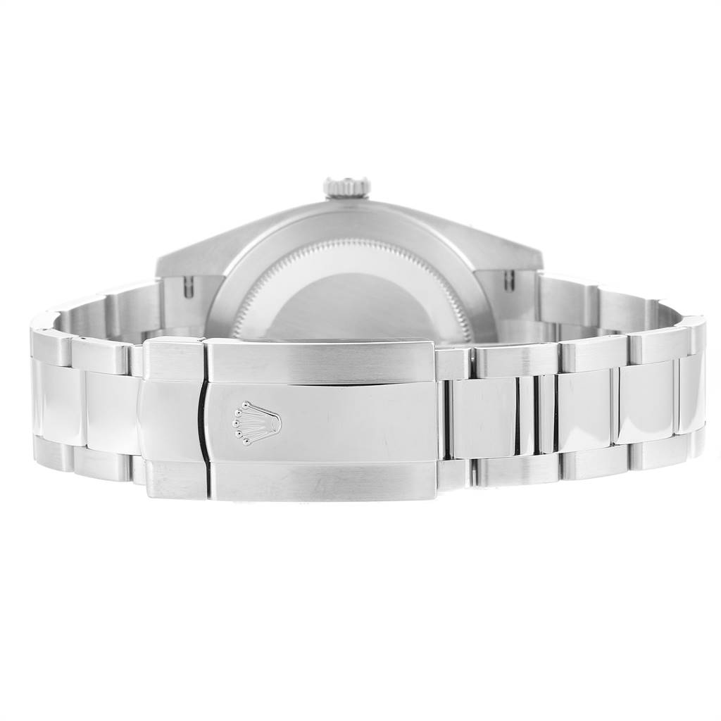The image shows the back view of the Rolex Datejust 41 126300 Men's Stainless Steel White Dial 126300 Men's Stainless Steel White Dial watch, highlighting the clasp and bracelet.