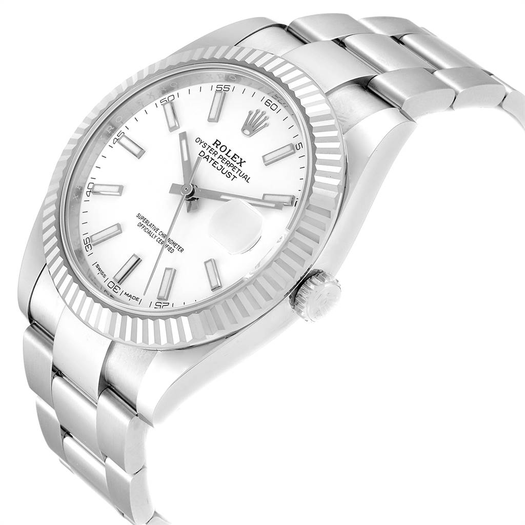 rolex datejust 41 white gold fluted bezel price