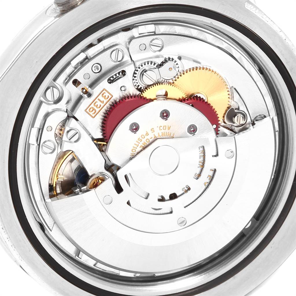 This image shows the intricate mechanical movement of the Rolex Datejust 41 116300 Men's Stainless Steel Blue Dial 116300 Men's Stainless Steel Blue Dial model, viewed from the back case.