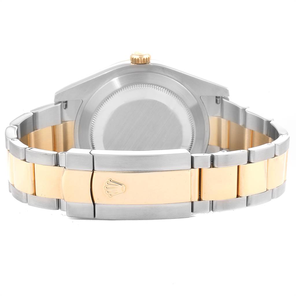 The image shows the back and bracelet of the Rolex Datejust 41 116333 Men's Steel and Gold (two tone) Grey Dial 116333 Men's Steel and Gold (two tone) Grey Dial, highlighting the clasp with the Rolex crown logo.