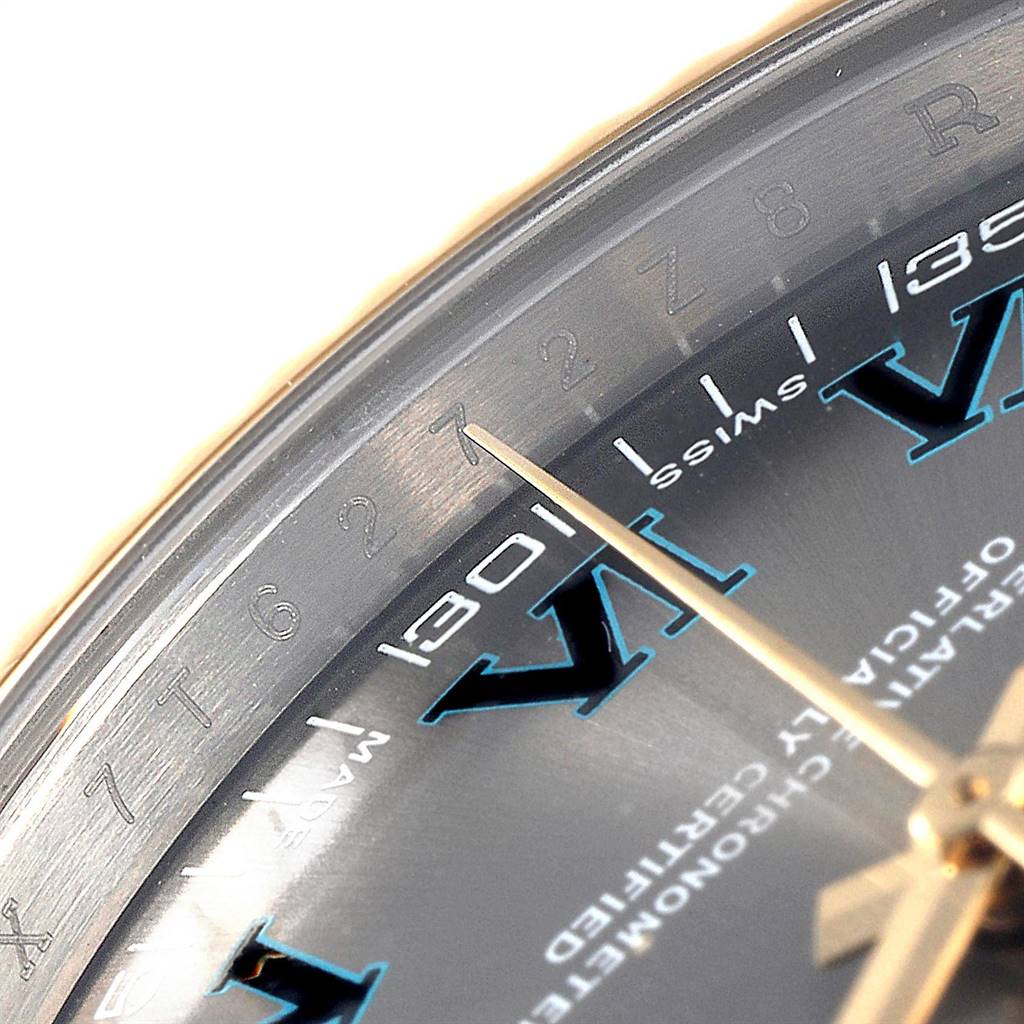 The image shows a close-up angle of the dial and bezel of a Rolex Datejust 41 116333 Men's Steel and Gold (two tone) Grey Dial 116333 Men's Steel and Gold (two tone) Grey Dial model.