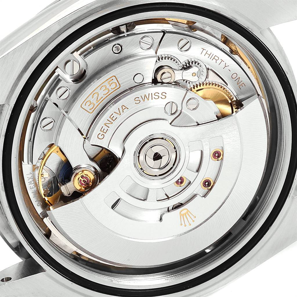 This image shows the internal mechanics of the Rolex Datejust 41 126334 Men's Stainless Steel White Dial 126334 Men's Stainless Steel White Dial, focusing on its movement components.