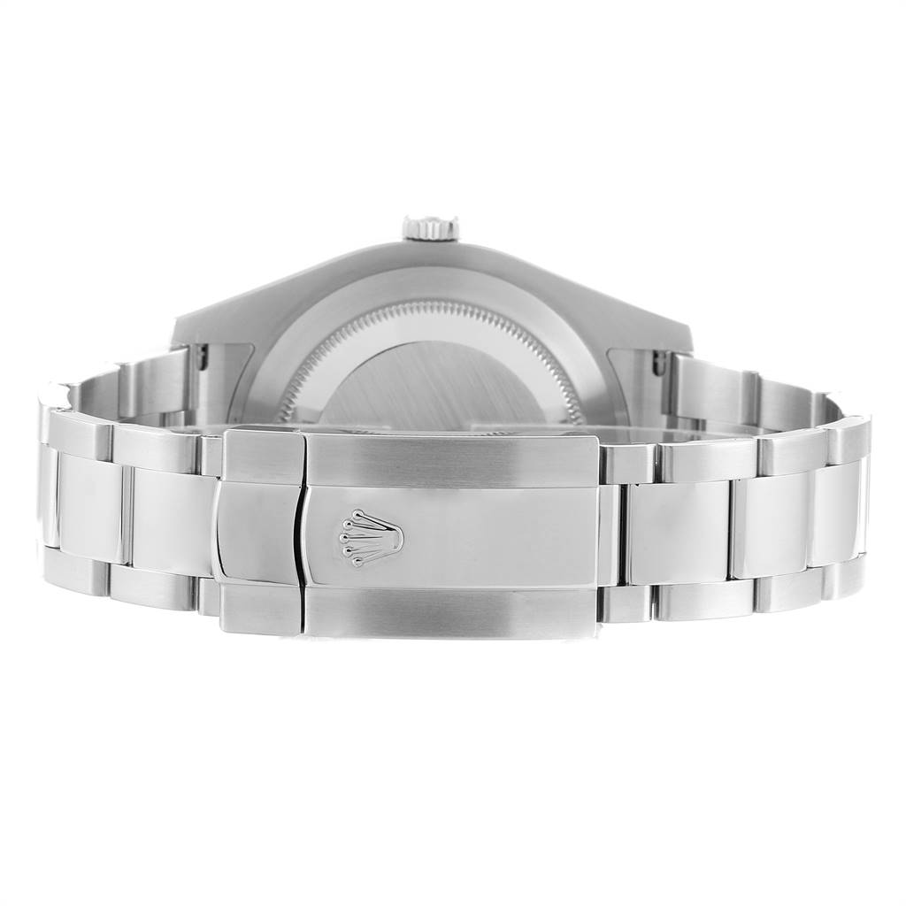 The image shows the back view of the Rolex Datejust 41 116334 Men's Stainless Steel Blue Dial 116334 Men's Stainless Steel Blue Dial, highlighting the clasp and bracelet.