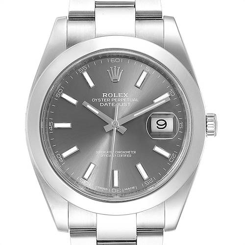 Photo of Rolex Datejust 41 Grey Dial Oyster Bracelet Steel Mens Watch 126300 Box