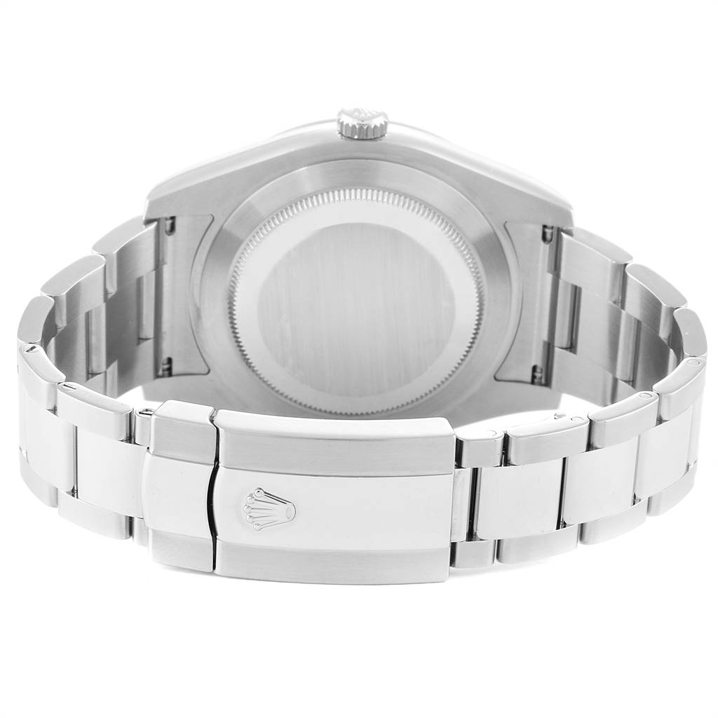 The image shows the back view and clasp of a Rolex Datejust 41 116334 Men's Stainless Steel Silver Dial 116334 Men's Stainless Steel Silver Dial watch.