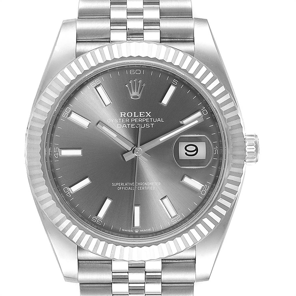 Rolex Datejust 41 Steel White Gold Rhodium Dial Watch 126334 Box Card ...