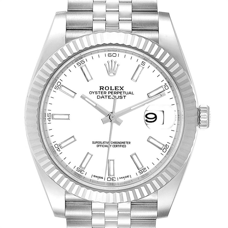 Rolex Datejust 41 Steel White Gold Jubilee Bracelet Mens Watch 126334 SwissWatchExpo