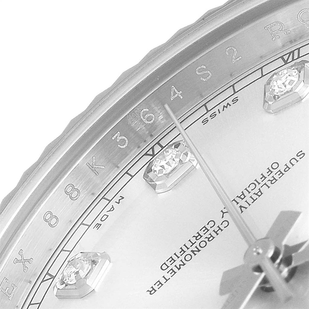 This image shows a close-up of the dial and bezel of a Rolex Datejust 41 116334 Men's Stainless Steel Silver Dial 116334 Men's Stainless Steel Silver Dial, focusing on the hour markers and part of the branding.