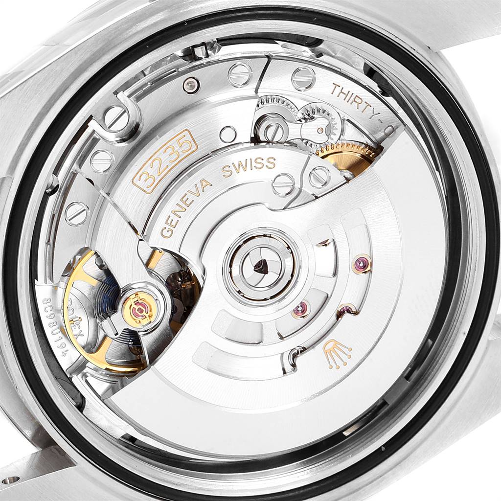 This image shows the movement of the Rolex Datejust 41 126300 Men's Stainless Steel Black Dial 126300 Men's Stainless Steel Black Dial, including gears and the rotor.