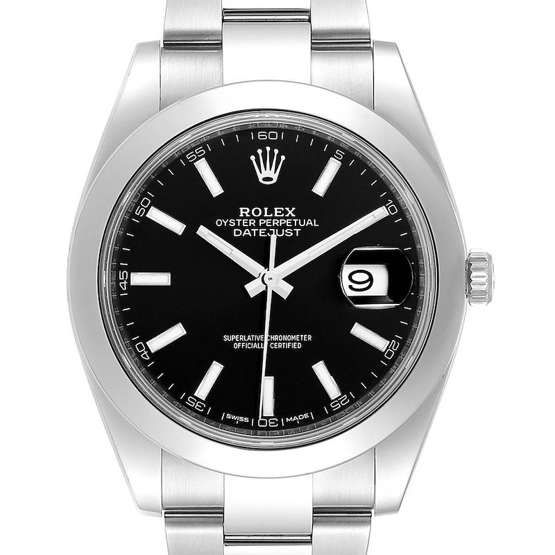 Rolex Datejust 41 Black Dial Steel Mens Watch 126300 Box Card SwissWatchExpo
