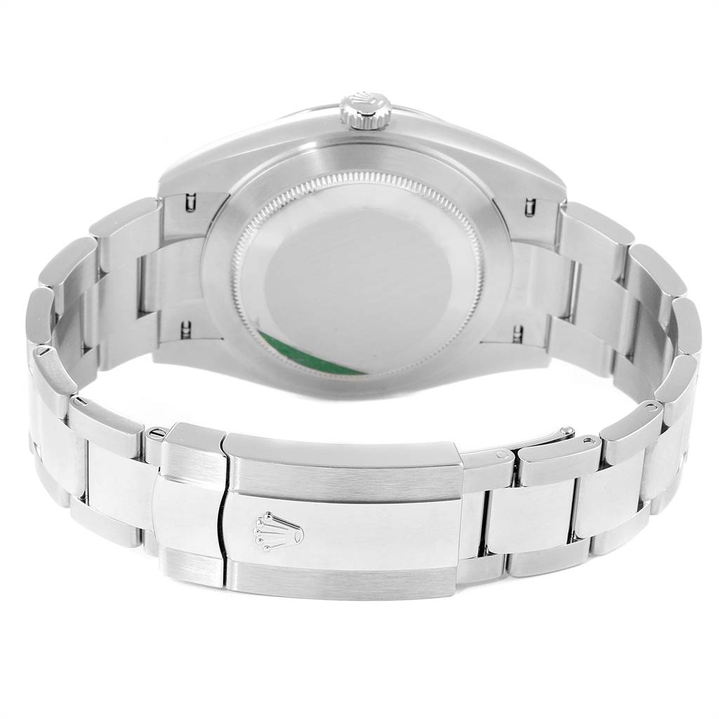 The image shows the back view and clasp of a Rolex Datejust 41 126300 Men's Stainless Steel Black Dial 126300 Men's Stainless Steel Black Dial watch, highlighting the bracelet and caseback.