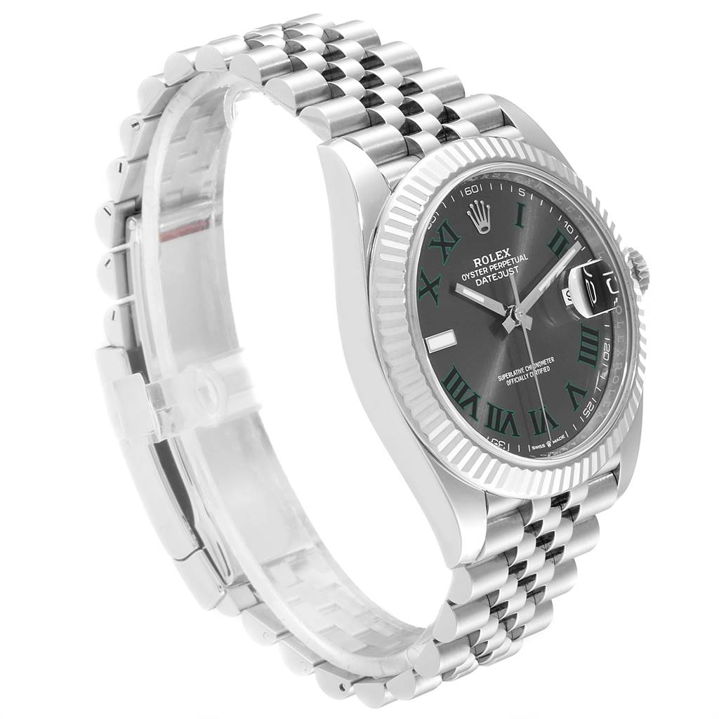 The image shows a Rolex Datejust 41 126334 Men's Stainless Steel Grey Dial 126334 Men's Stainless Steel Grey Dial watch at a slight side angle, highlighting the bracelet, bezel, and face.