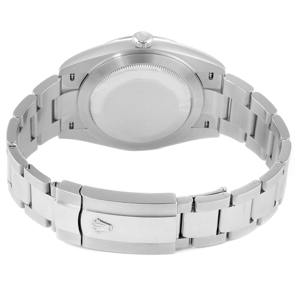 This image shows the back case and clasp of a Rolex Datejust 41 126300 Men's Stainless Steel Blue Dial 126300 Men's Stainless Steel Blue Dial watch from a rear angle.