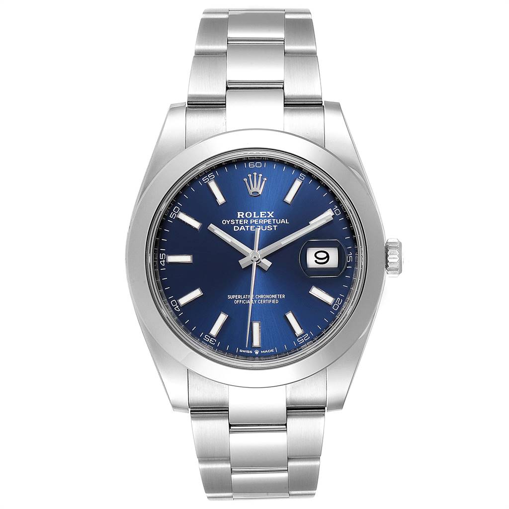 Rolex Datejust 41 Blue Dial Oyster Bracelet Mens Watch 126300 Box Card ...