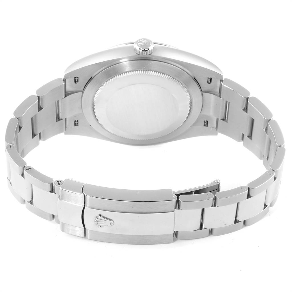 The image shows the back case and bracelet of a Rolex Datejust 41 126300 Men's Stainless Steel Blue Dial 126300 Men's Stainless Steel Blue Dial, viewed from the rear.