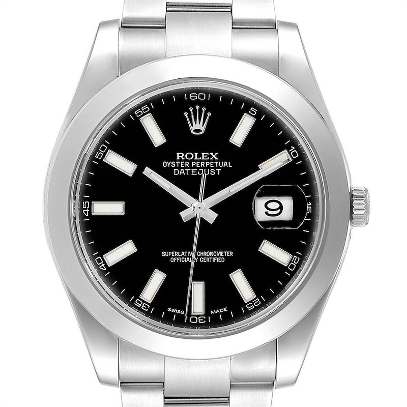 Rolex Datejust II 41mm Black Dial Oyster Bracelet Steel Mens Watch 116300 SwissWatchExpo