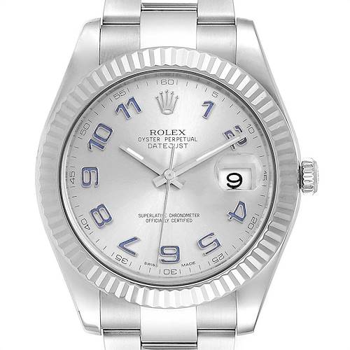 Photo of Rolex Datejust II 41mm Steel White Gold Blue Numerals Mens Watch 116334