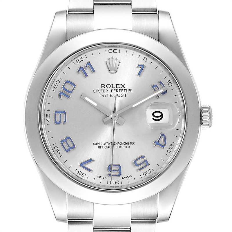 Rolex Datejust II Blue Numerals 41mm Steel Mens Watch 116300 Box SwissWatchExpo