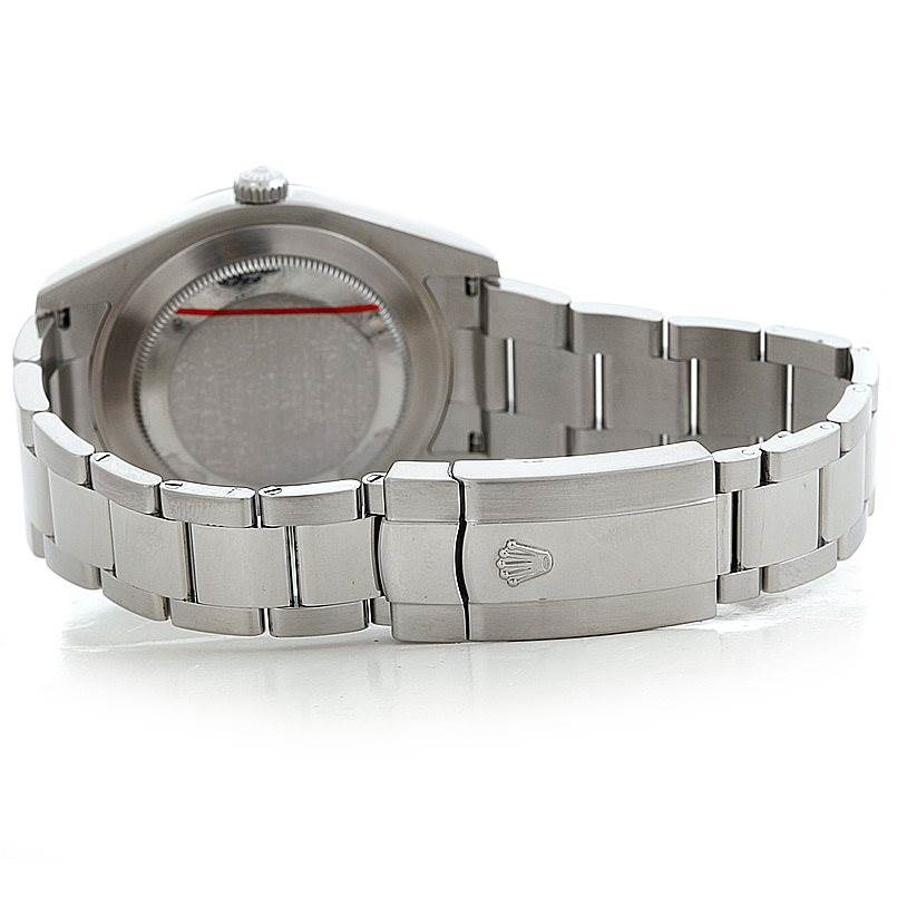 The image shows the back case and bracelet of the Rolex Datejust 41 116334 Men's Stainless Steel Black Dial 116334 Men's Stainless Steel Black Dial watch at a rear angle.