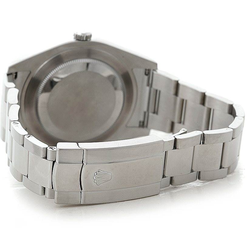 This image shows the back case and bracelet of a Rolex Datejust 41 116300 Men's Stainless Steel White Dial 116300 Men's Stainless Steel White Dial watch at a rear angle.