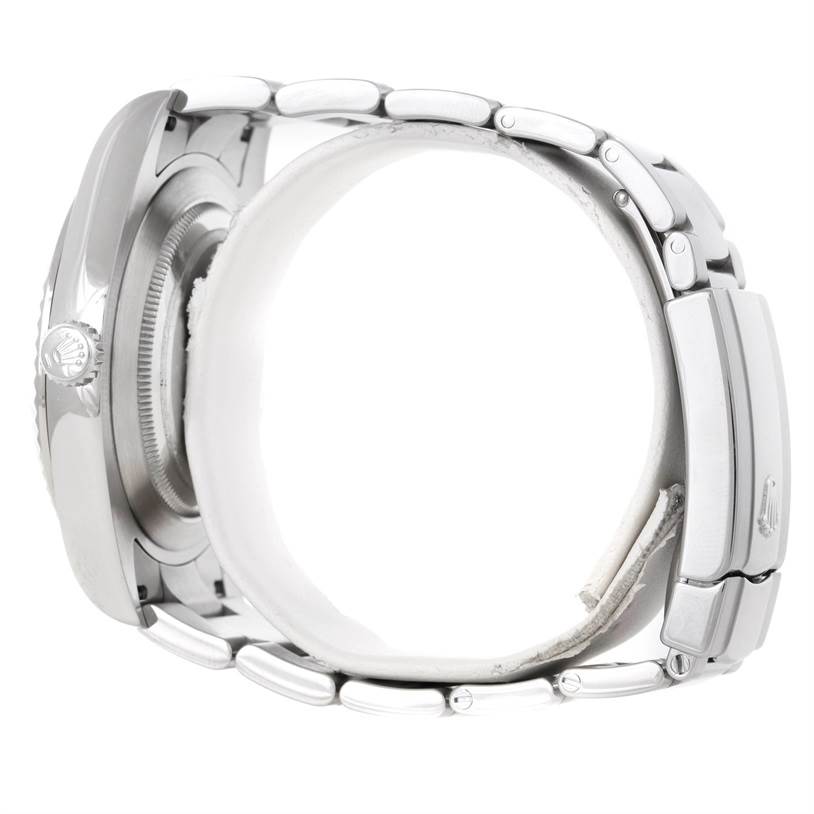 The watch angle shows the Rolex Datejust 41 116334 Men's Stainless Steel Black Dial 116334 Men's Stainless Steel Black Dial from the side, highlighting its crown, case, and bracelet clasp.