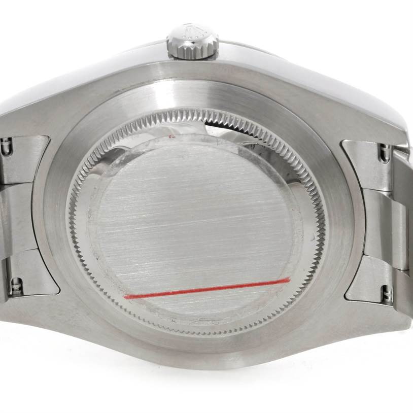 The image shows the back case of a Rolex Datejust 41 116334 Men's Stainless Steel Black Dial 116334 Men's Stainless Steel Black Dial watch from a rear angle.