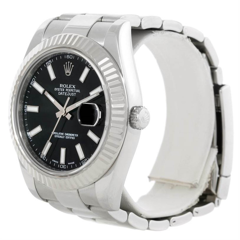 Rolex Datejust II Mens Steel 18K White Gold Watch 116334 Box Papers SwissWatchExpo
