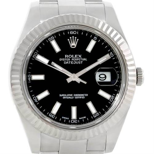 Photo of Rolex Datejust II Mens Steel 18K White Gold Watch 116334 Box Papers
