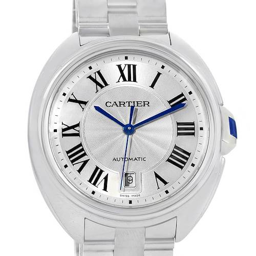 Photo of Cartier Cle Silver Guilloche Dial Stainless Steel Mens Watch WSCL0007
