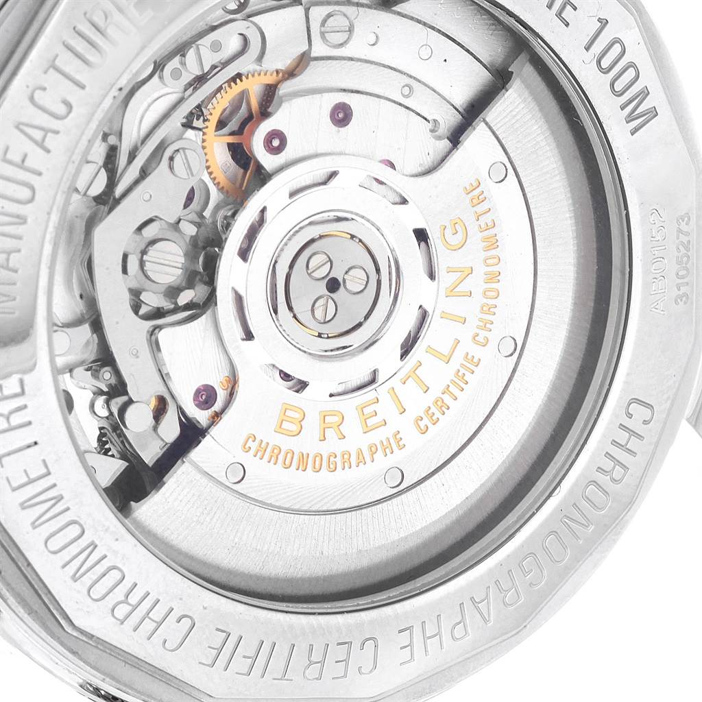 This image shows the back side and internal mechanical movement of the Breitling Transocean AB015212/BA99/154A Men's Stainless Steel Black Dial AB015212/BA99/154A Men's Stainless Steel Black Dial watch.