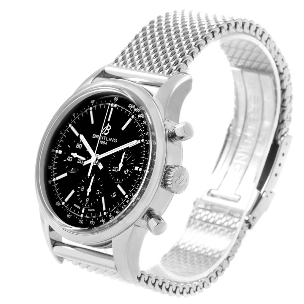 Breitling Transocean Black Dial Chronograph Mens Watch AB0152 ...